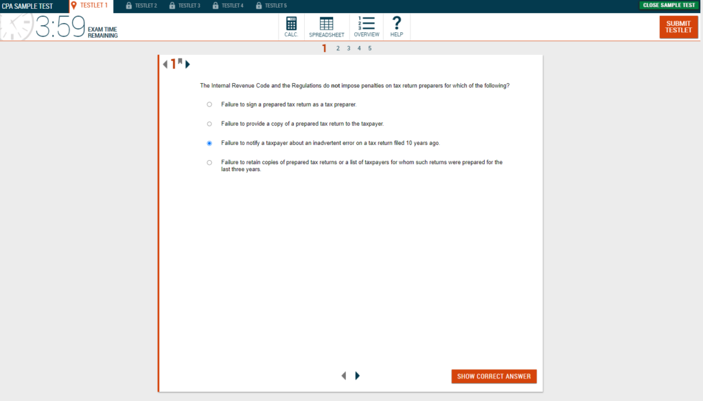 USCPA test sample 